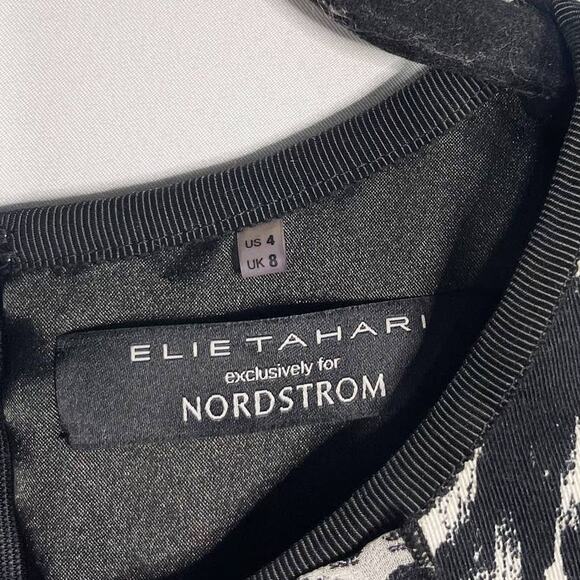 Elie Tahari for Nordstrom 4 Black White Abstract Printed Sheath Dress Sleeveless - Picture 11 of 13